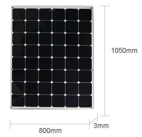 Dimension of 48 cells flexible and portable 170W mono solar panel